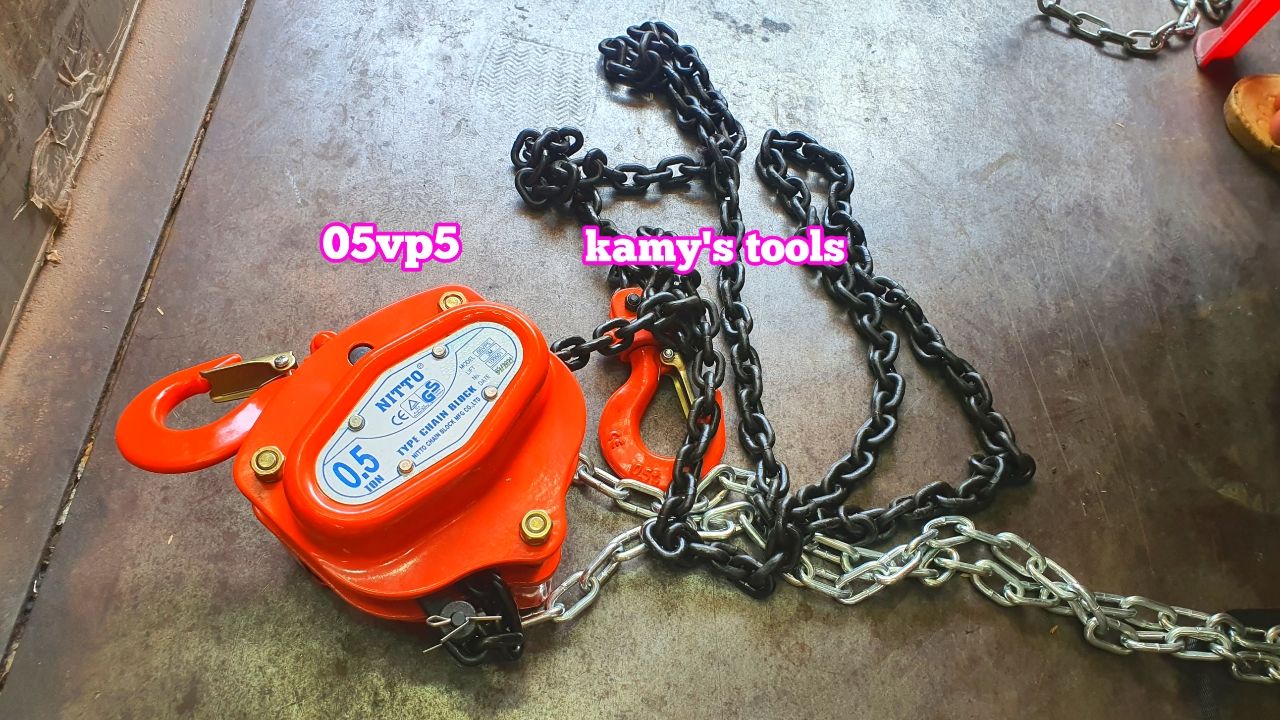 Pa lăng xích kéo tay Nitto 0.5 tấn 500kg 3m (3 mét) 5m (5 mét) model 05VP5 chính hãng cao cấp