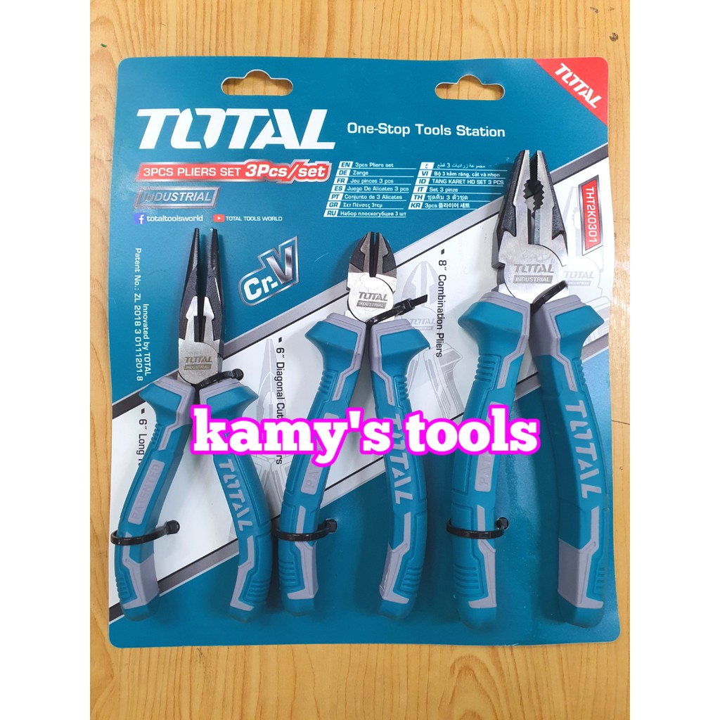 Total Bộ kìm điện kìm cắt kìm nhọn 3 cây THT2K0301