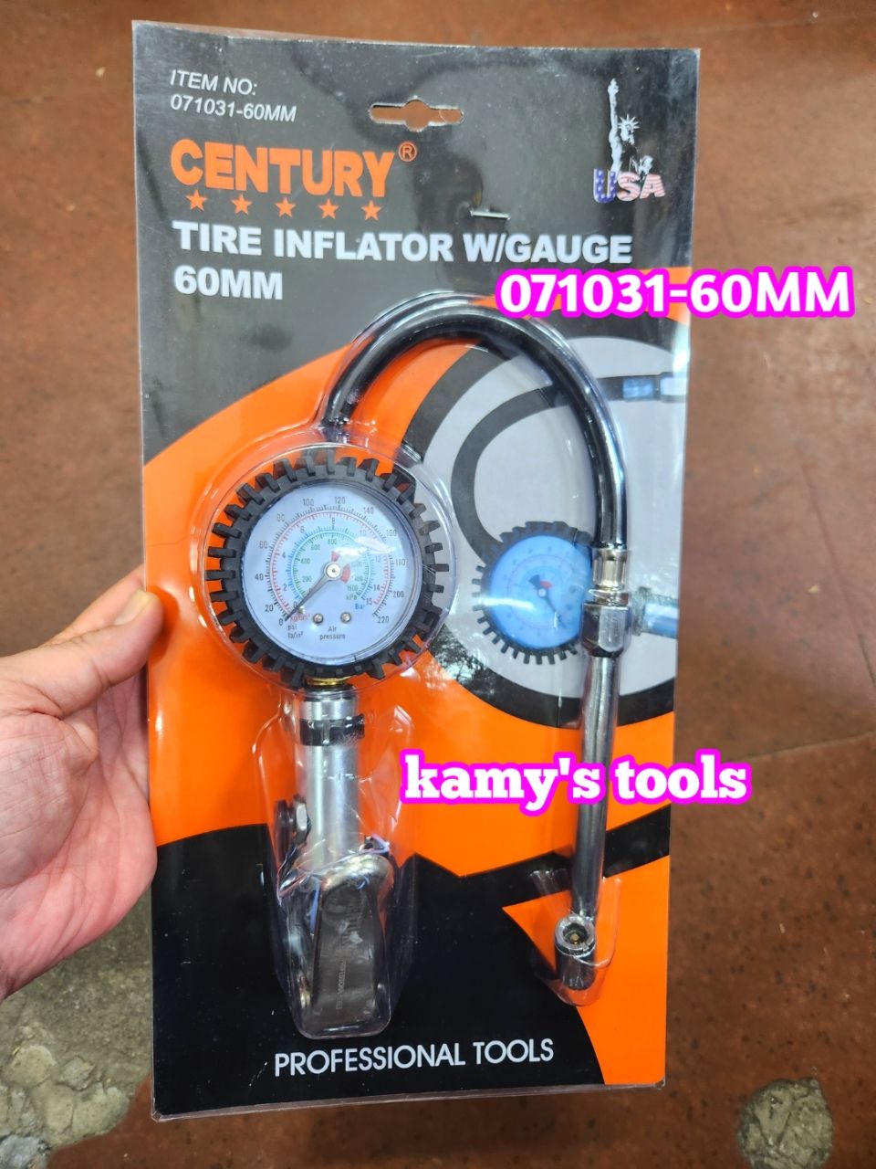 Dụng cụ bơm hơi lốp xe gắn máy ô tô khí nén dạng thẳng Century 071031-60MM