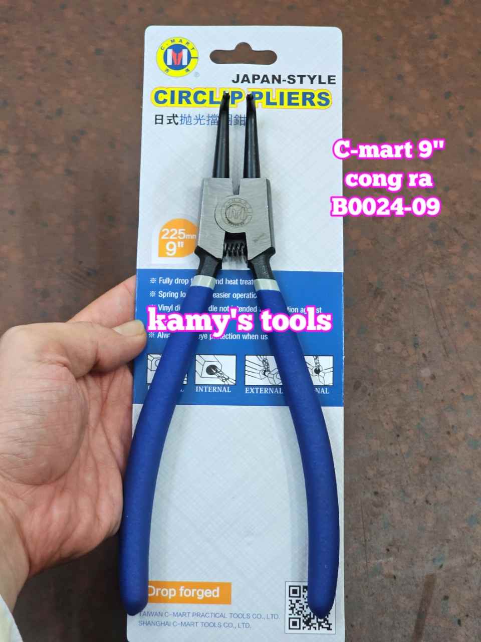 Kìm mở phe C-mart dài 9 inch 230mm cong ra B0024-09 cong vô B0025-09