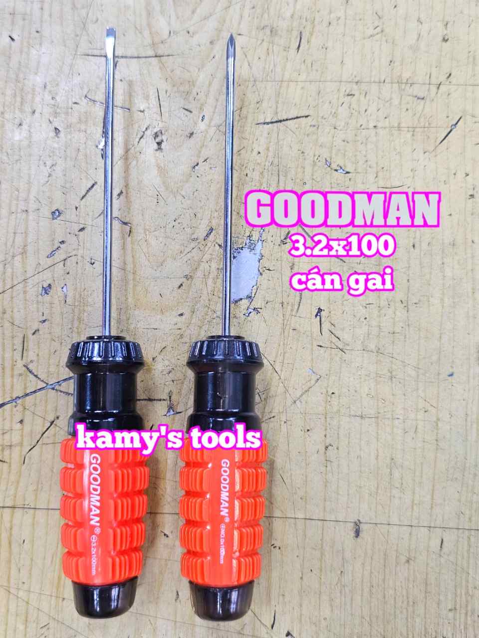 Tua vít cán gai Goodman 3.2mm dài 100mm bake dẹp 3.2x100mm 91304PH 91304STM