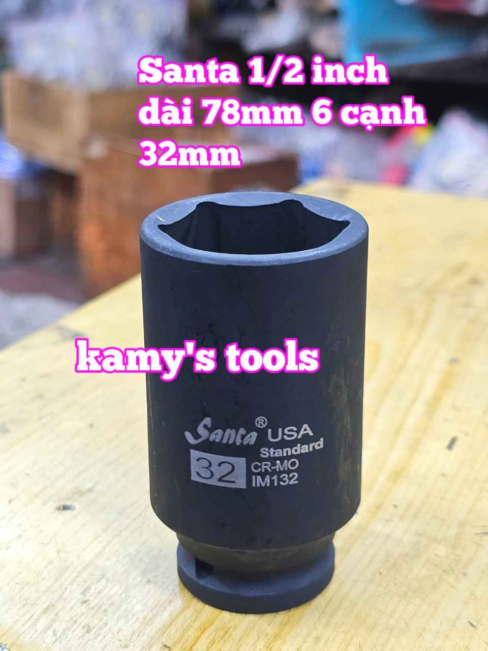 Đầu tuýp khẩu 1/2 inch đen dài lục giác 6 cạnh 78mm Santa 32mm 34mm 36mm 38mm 41mm IM132 IM134 IM136 IM138 IM141