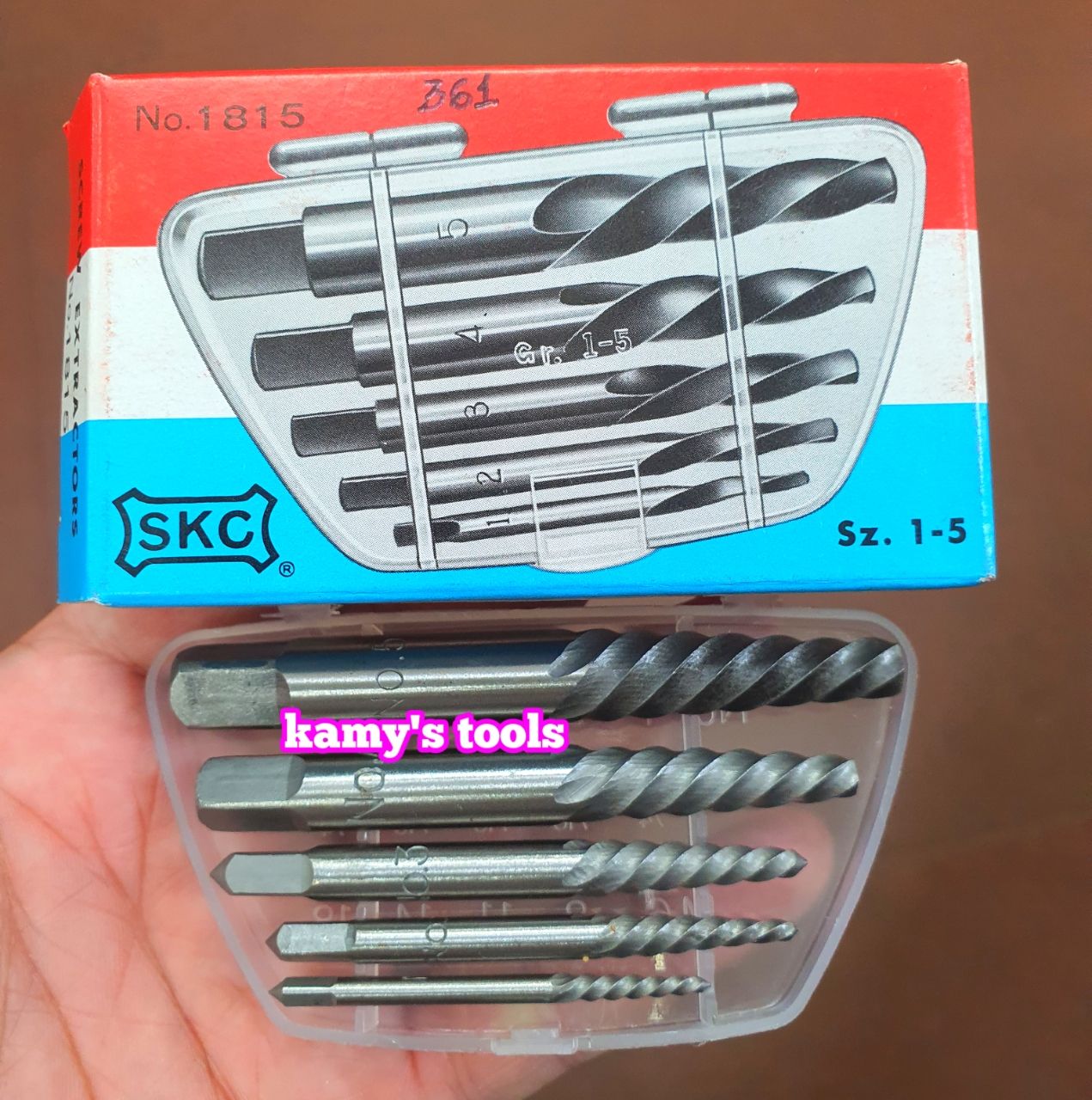 Bộ mũi vít taro ta rô tháo mở bu lông ốc vít gãy hỏng 5 cây SKC 1815 Nhật