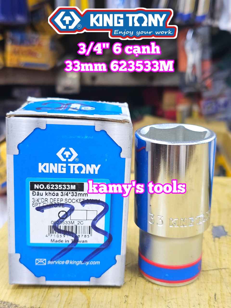 Đầu tuýp 3/4 inch 6 cạnh trắng 33mm 34mm 36mm 38mm 41mm 623533M 623534M 623536M 623538M 623541M