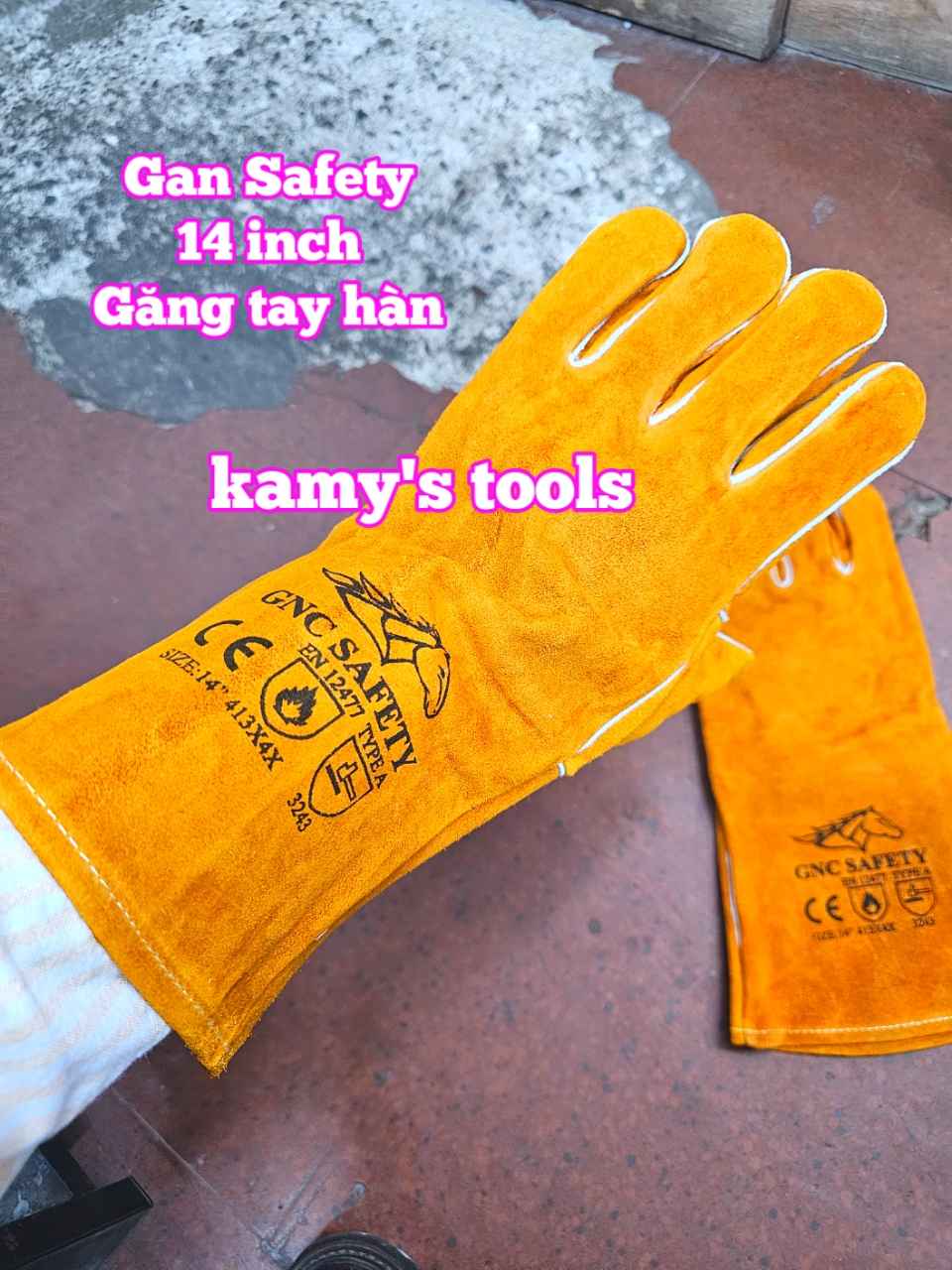 Găng tay hàn chất liệu da lộn GNC Safety 14 inch