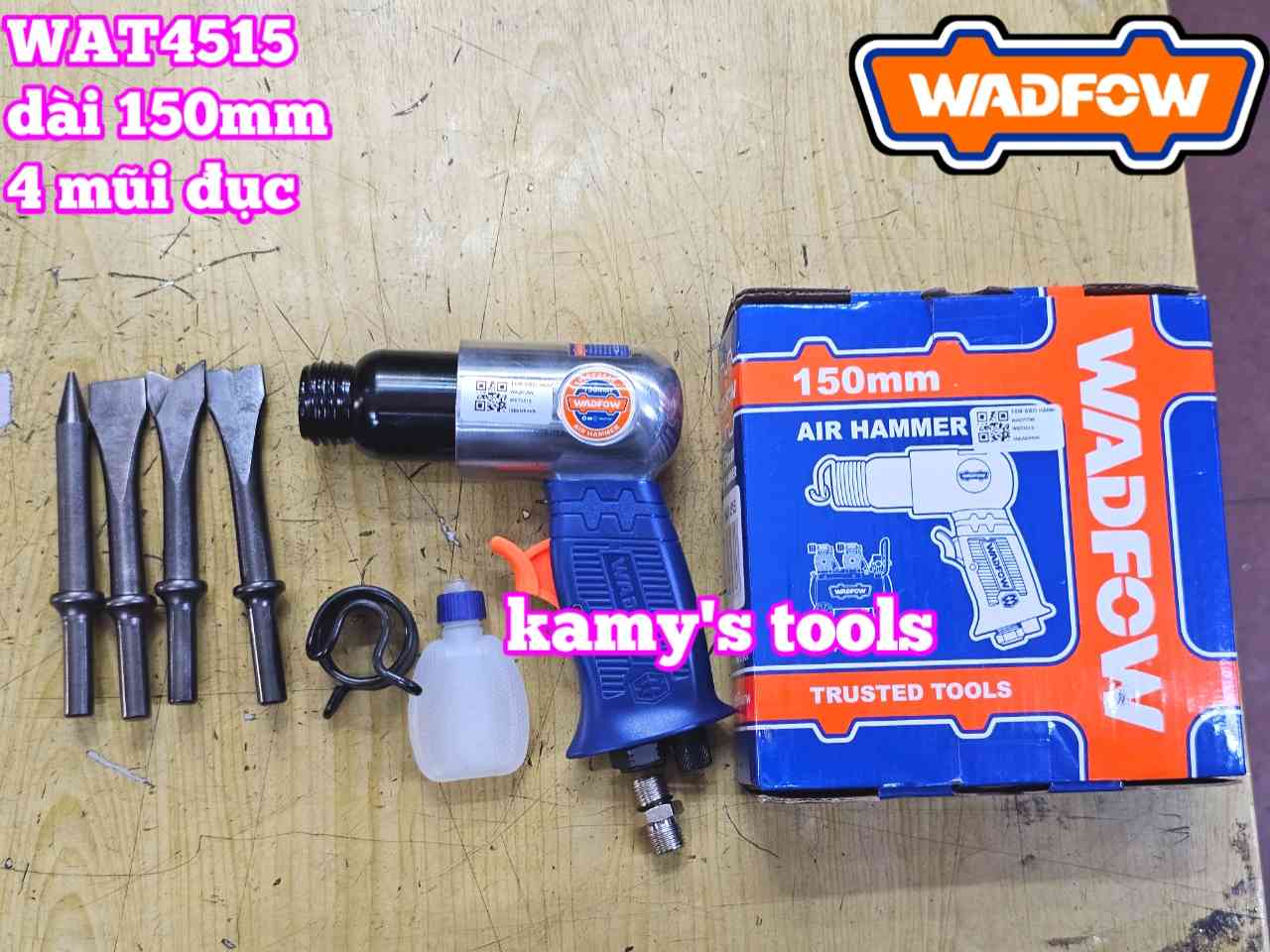 Máy đục hơi khí nén Wadfow WAT4515 dài 150mm 4 mũi đục (chưa bao gồm nối nhanh)