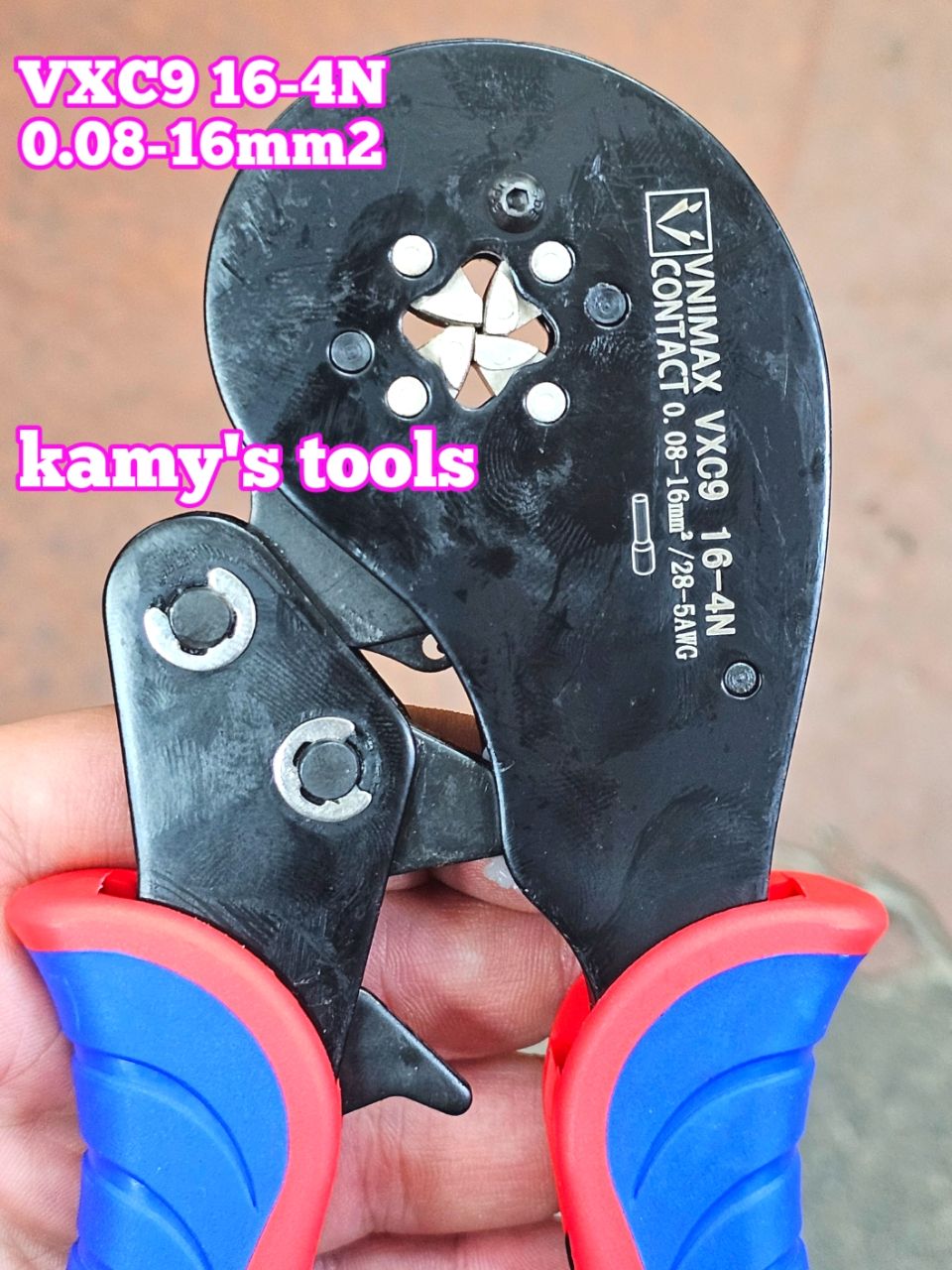 Kìm bấm cos pin tròn rỗng vuông VXC9 16-4N Vnimax Contact dài 200mm 0.08-16mm2
