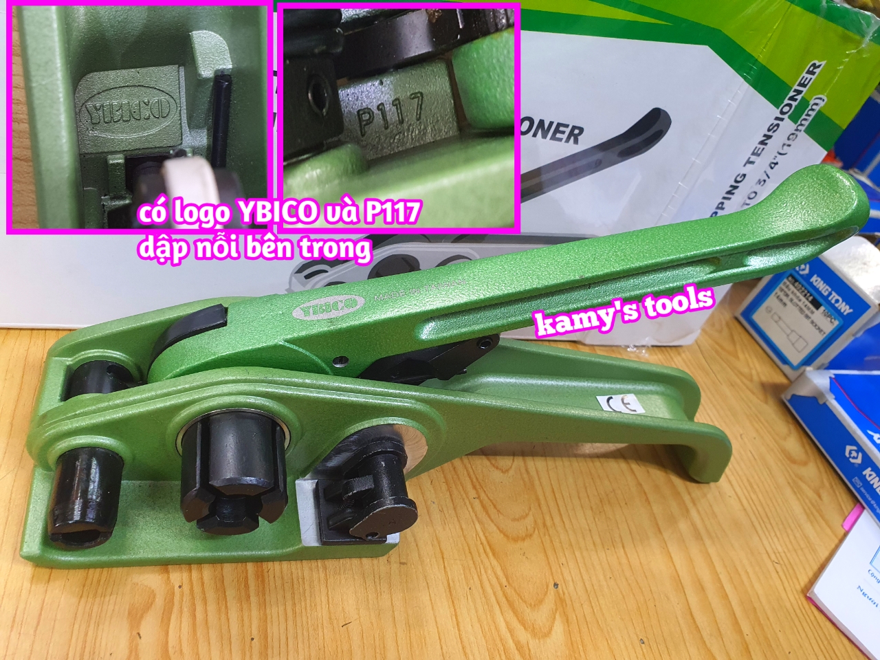 Dụng cụ đóng đai siết đai nhựa P117 Ybico dập nỗi đổ khuôn hàng chính hãng