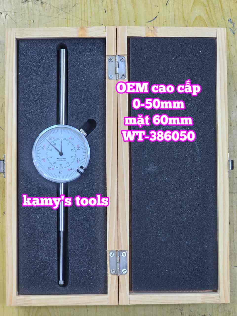Đồng hồ so 0-50mm x 0.01mm mặt 60mm hàng OEM cao cấp Wetools WT-386050