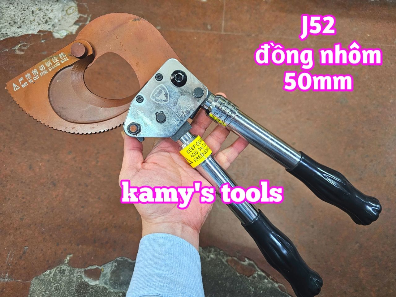 Kìm cắt cáp nhông J52 Manniu cắt đồng nhôm 50mm cán tăng đơ dài 240mm-405mm, kéo cắt cáp J52