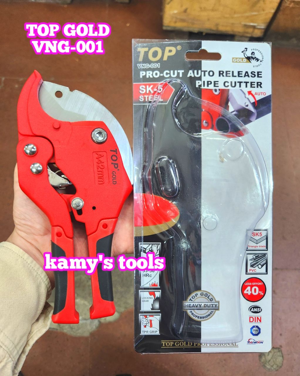 Kéo cắt ống nhựa PVC 42mm TOP GOLD VNG-001 dài 200mm