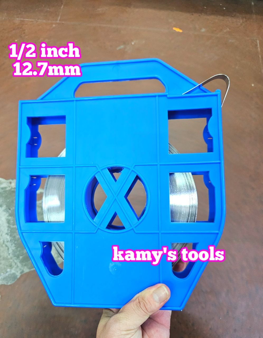 12.7mm dây đai inox 304 1/2 inch dày 0.4mm cuộn 30m đựng trong hộp nhựa chống bung dây kamytools