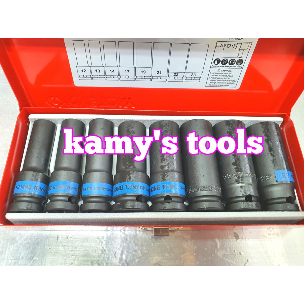 Bộ đầu tuýp đầu khẩu đen Kingtony 1/2 inch 4410MP 8 chi tiết