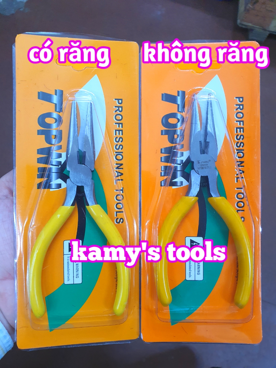 Kìm mũi nhọn có răng và không răng có lò xo 125mm, kìm nhọn