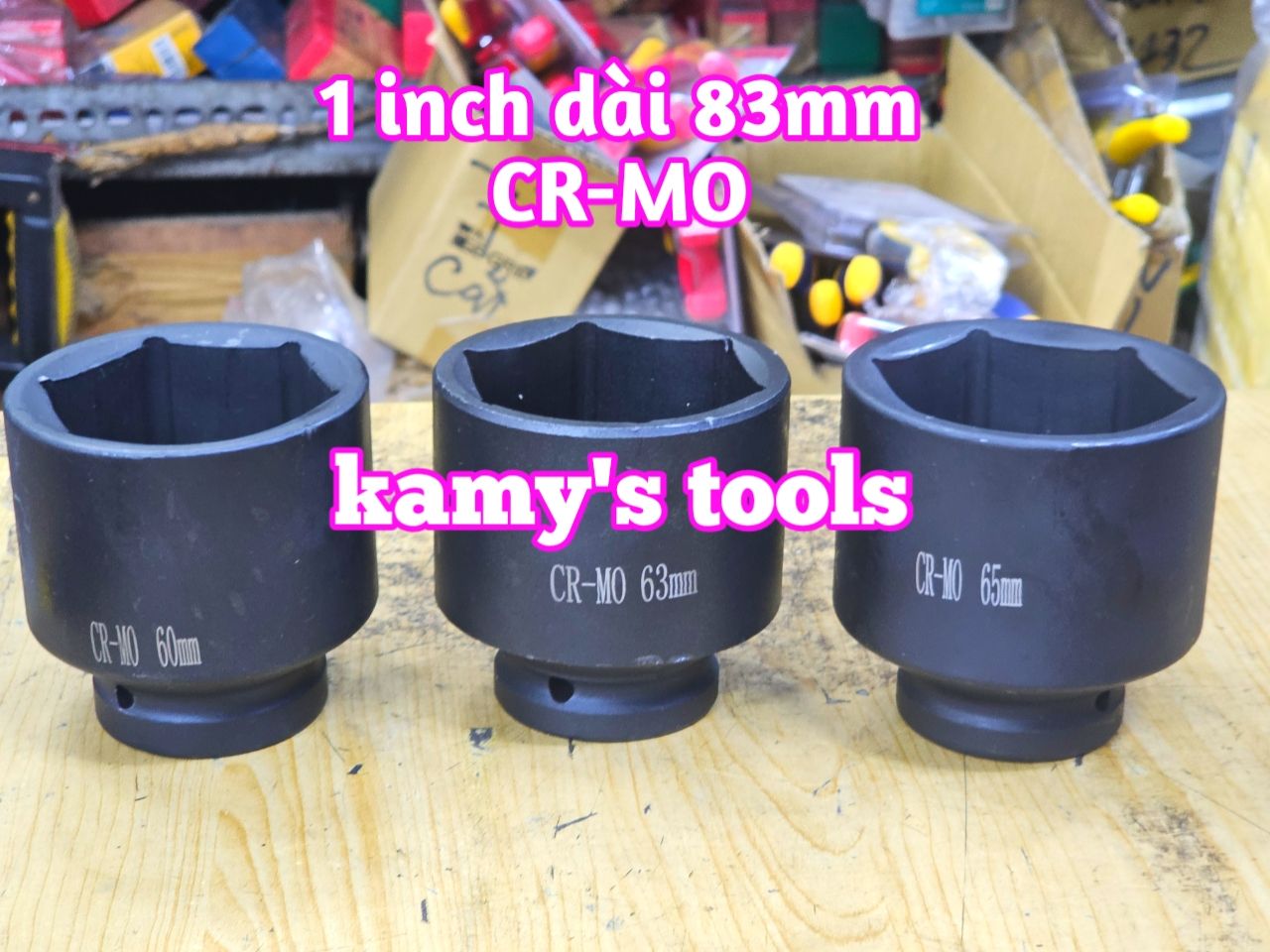Đầu tuýp đầu khẩu 1 inch dài 80mm Kamytools thép Cr-mo 60mm 63mm 65mm