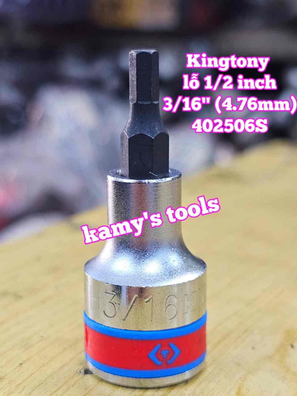 Tuýp lú đầu lục giác lỗ 1/2 inch Kingtony cỡ 3/16 7/32 1/4 19/32 5/16 inch 402506S 402507S 402508S 402509S 402510S