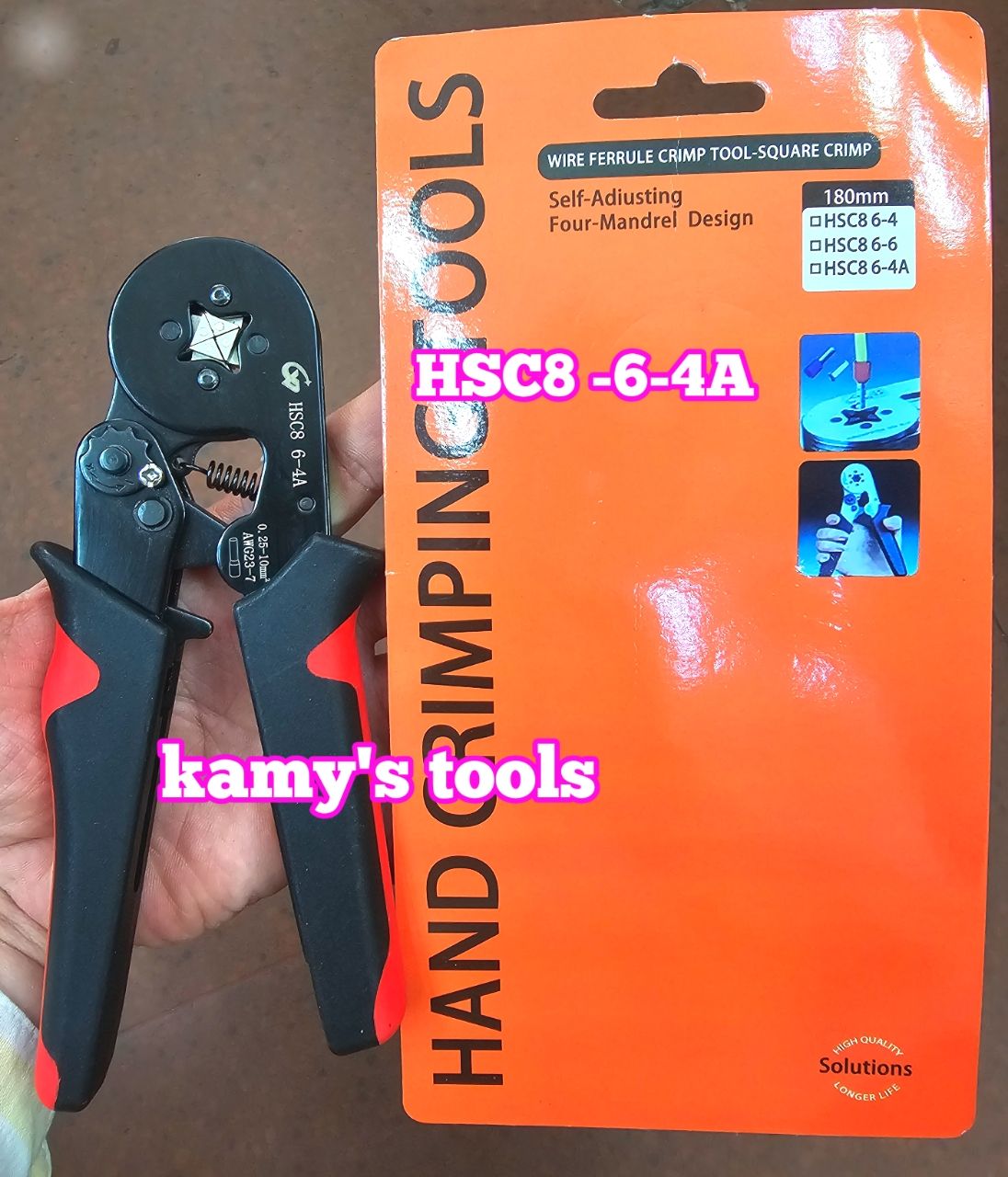 HSC8 6-4A Kìm bấm cos vuông pin tròn rỗng CV tools 0.25-10mm2