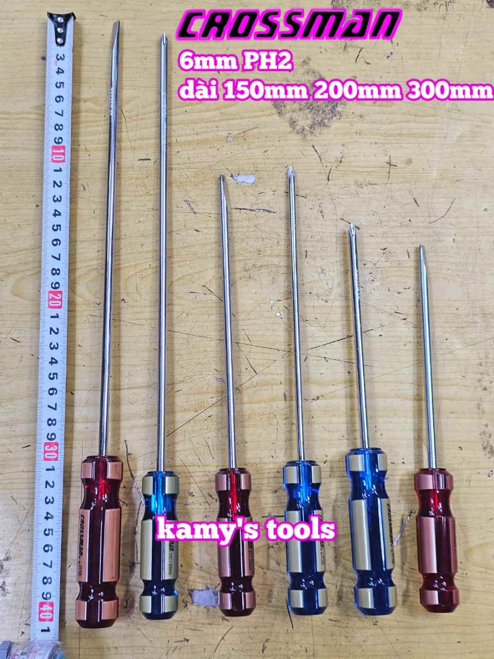 Tua vít bake dẹp 6mm PH2 Crossman dài 150mm 200mm 300mm 45-635 45-615 45-640 45-620 45-650 45-630