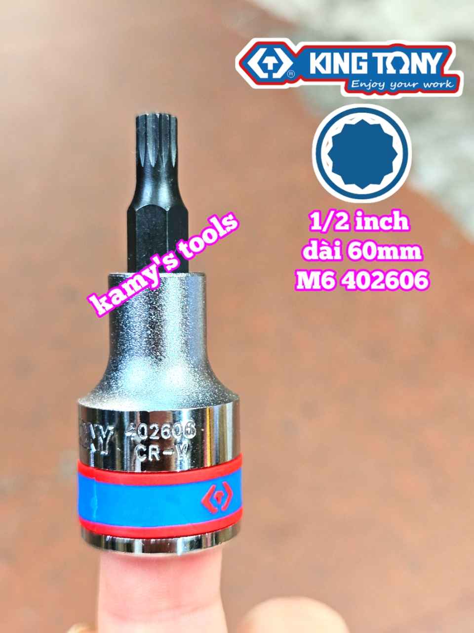 Tuýp lú đầu sao M 12 cạnh 1/2 inch Kingtony M6 M8 M10 M12 M14 402606 402608 402610 402612 402614