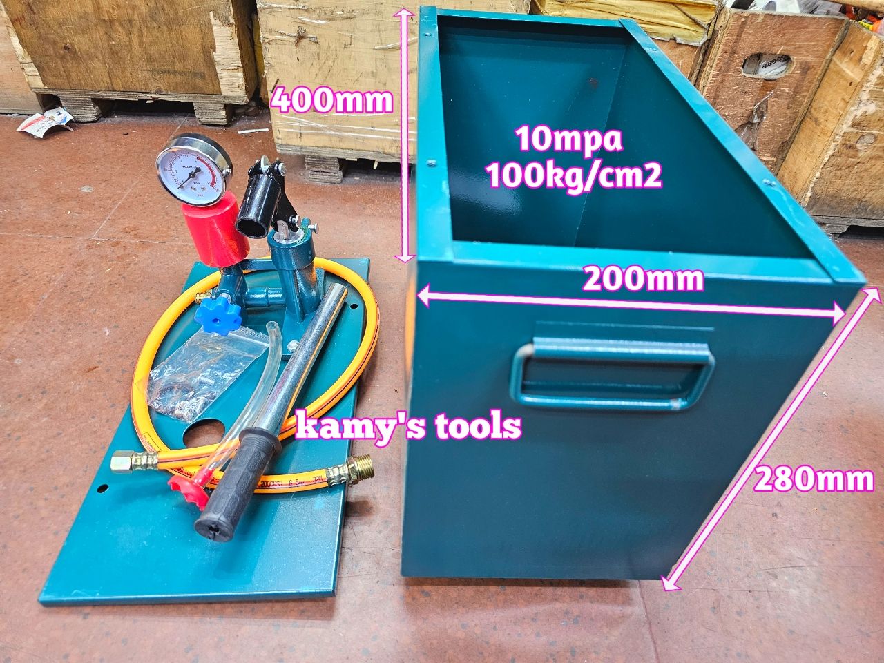 Bơm thử áp lực nước 10mpa 100kg/cm2 WTP-100 có van khóa nước cao cấp kamytools