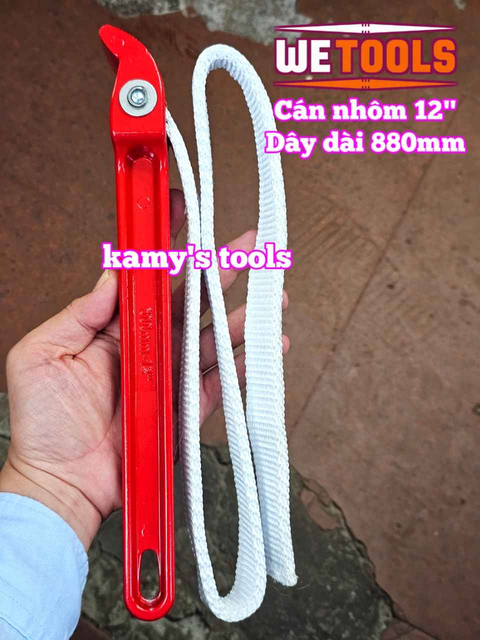 Cờ lê cảo mở lọc nhớt lọc dầu bằng dây cán nhôm 12 inch dây dài 880mm Wetools WT-42212A