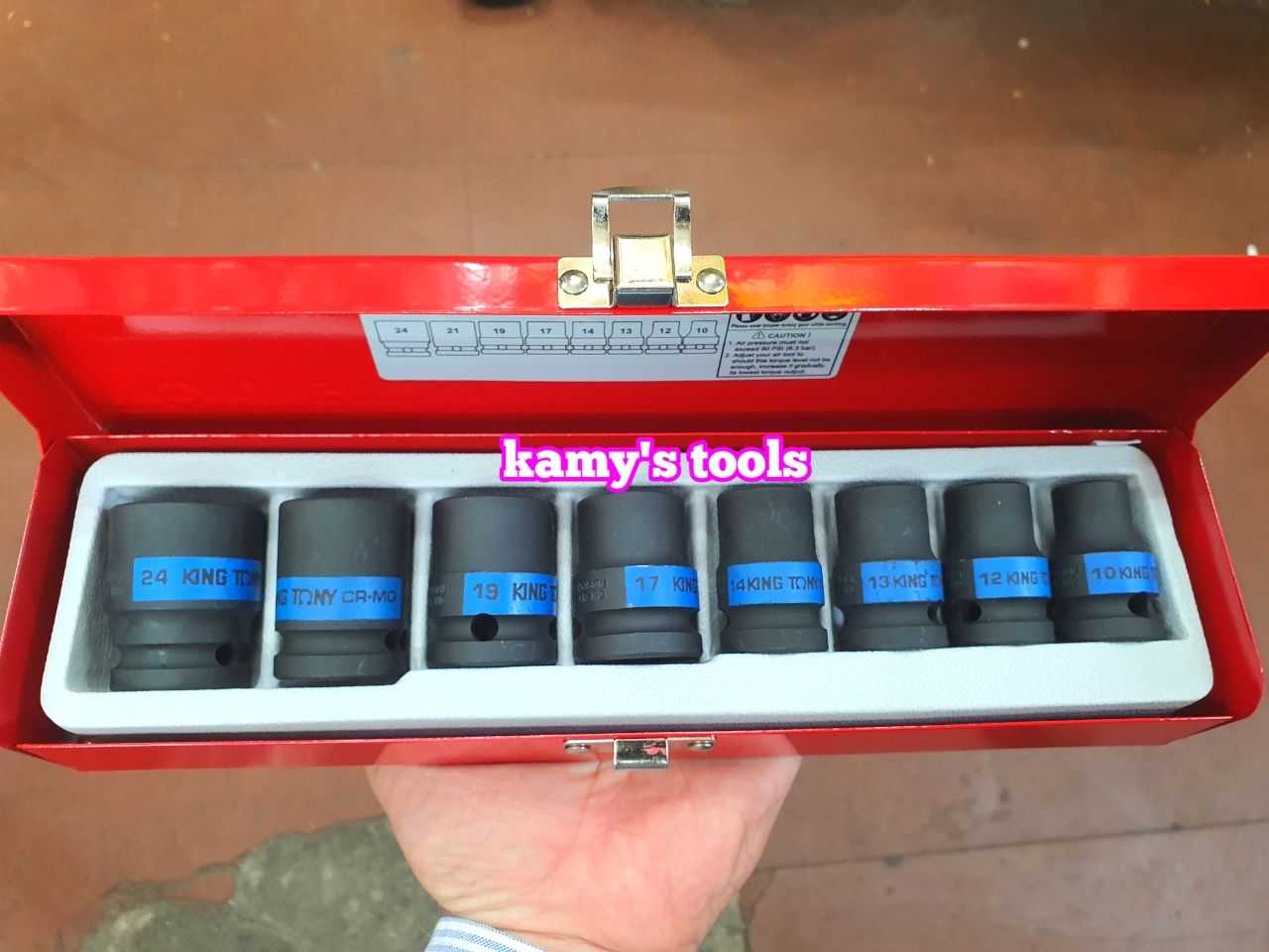 Bộ tuýp khẩu đen ngắn 1/2 inch Kingtony 4408MP 8 chi tiết 10mm-24mm