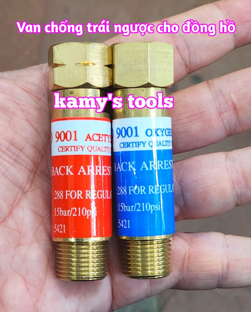 Van chống cháy ngược gắn cho đồng hồ Oxy và Gas hàn cắt gió đá ren 17mm kamytools (bán lẻ 1 cái)