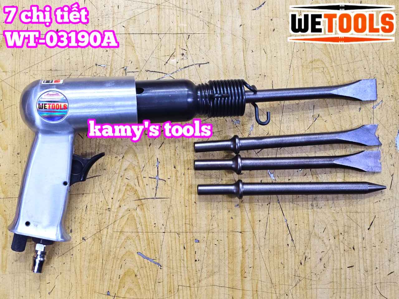 Máy đục hơi bê tông khí nén 7 chi tiết 190mm Wetools WT-03190A