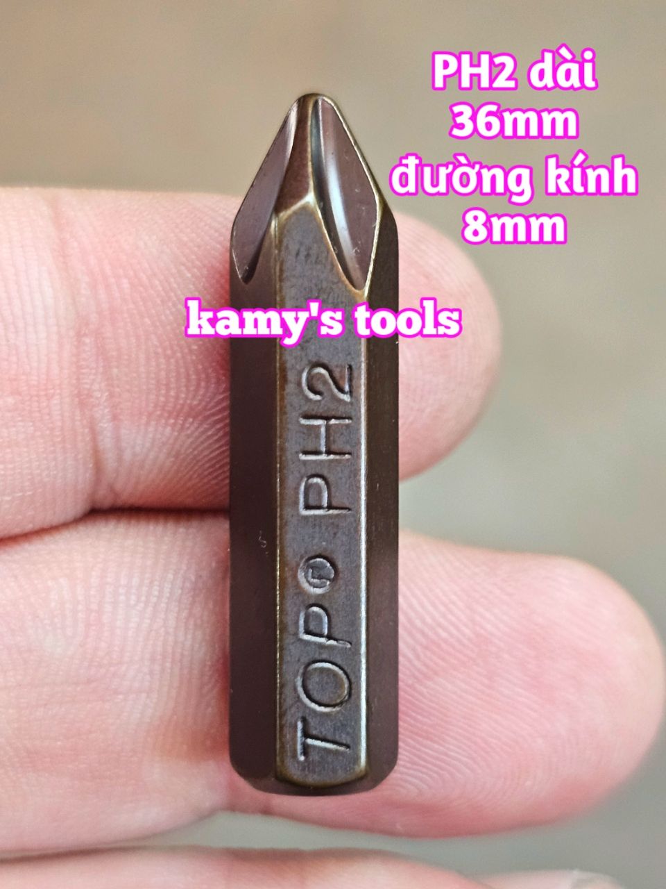 Mũi vít đóng bake 4 cạnh PH2 8mm 5/16 inch dài 36mm TOP model TBD-8362B