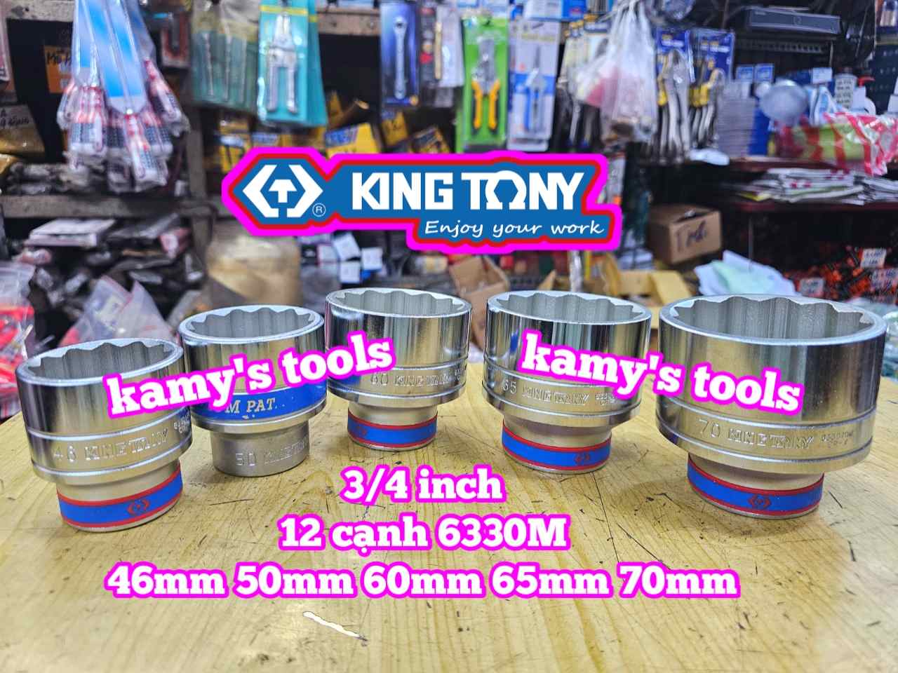Tuýp 3/4 inch 12 cạnh trắng Kingtony 46mm 50mm 60mm 65mm 70mm 633046M 633050M 633060M 633065M 633070M