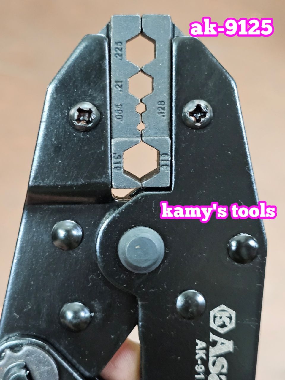 AK-9125 Kìm bấm cos lục giác đầu nối cáp đồng trục Asaki 9 inch 225mm