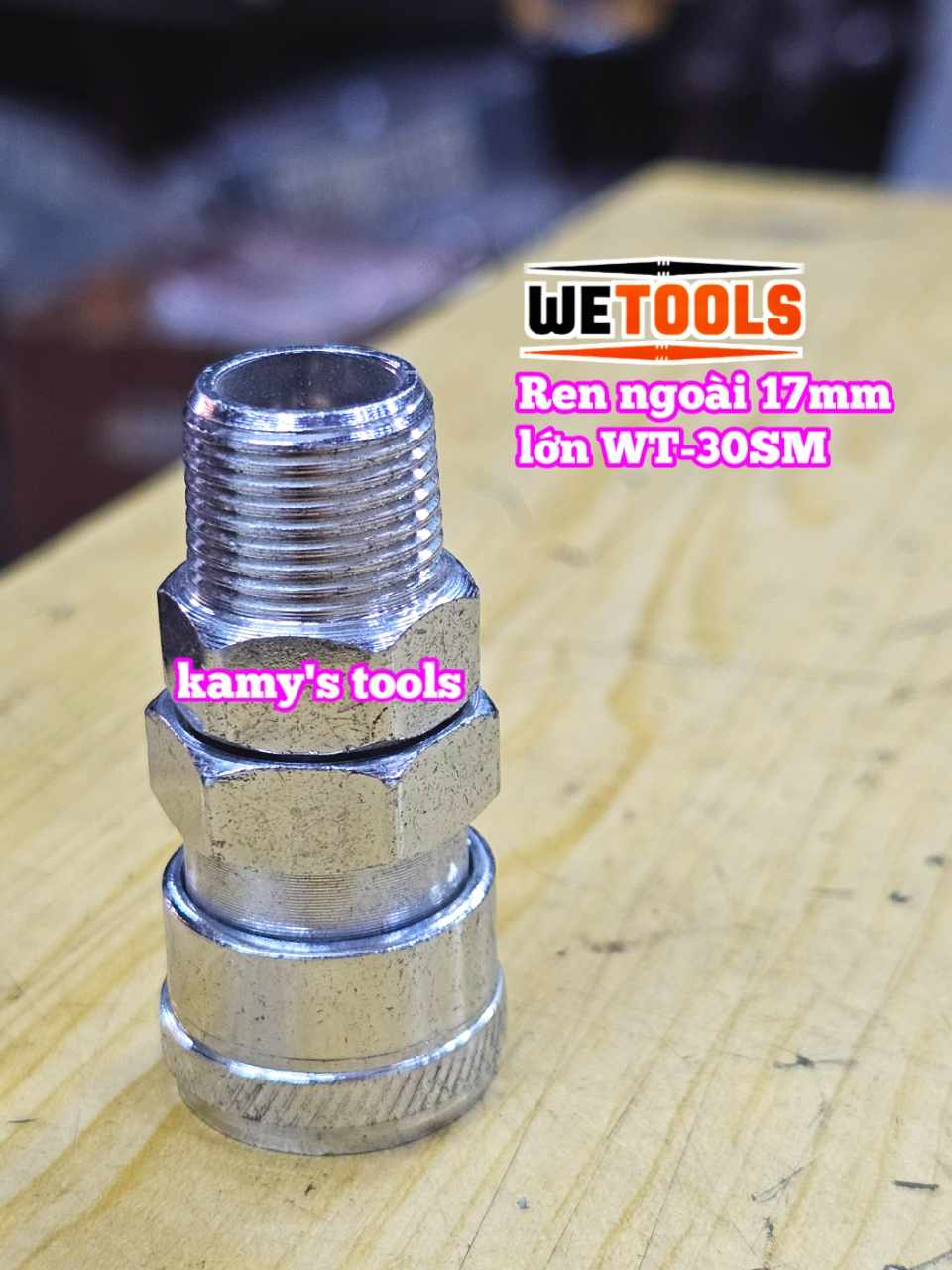 Bộ nối nhanh hơi khí nén ren ngoài 17mm 30SM 30PM Wetools WT-30SM WT-30PM