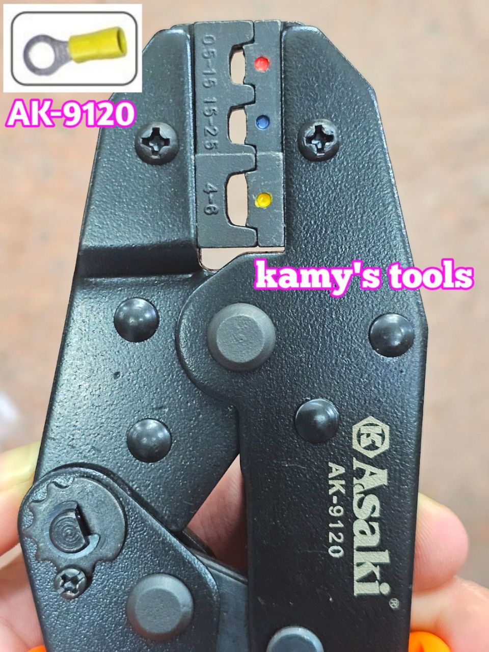 AK-9120 Kìm bấm cos tròn bọc nhựa Asaki dài 9 inch 230mm 0.5-6mm2