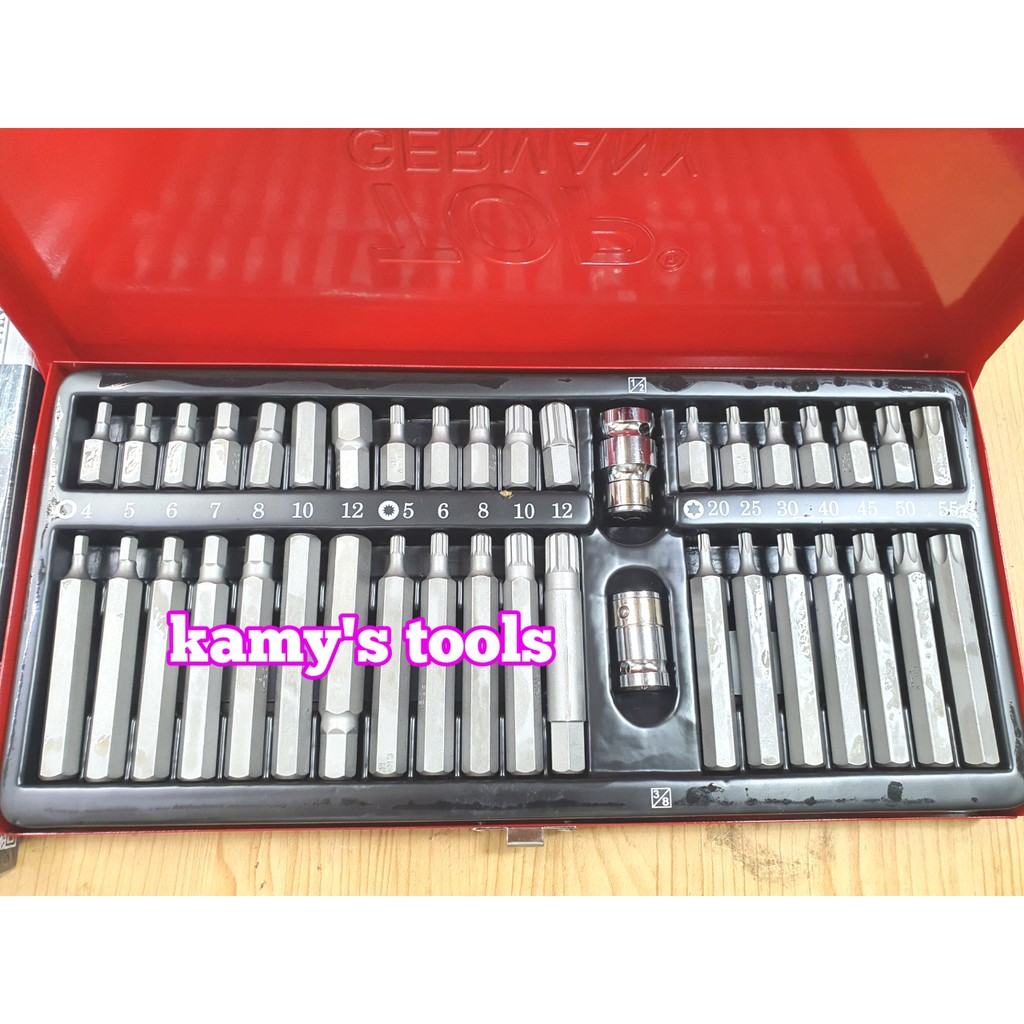 Bộ Đầu Lục Giác TOP 40 Chi Tiết Chính Hãng Taiwan model TBS-11026, Bộ Mũi Vít Lục giác Sao Mở Mẹc