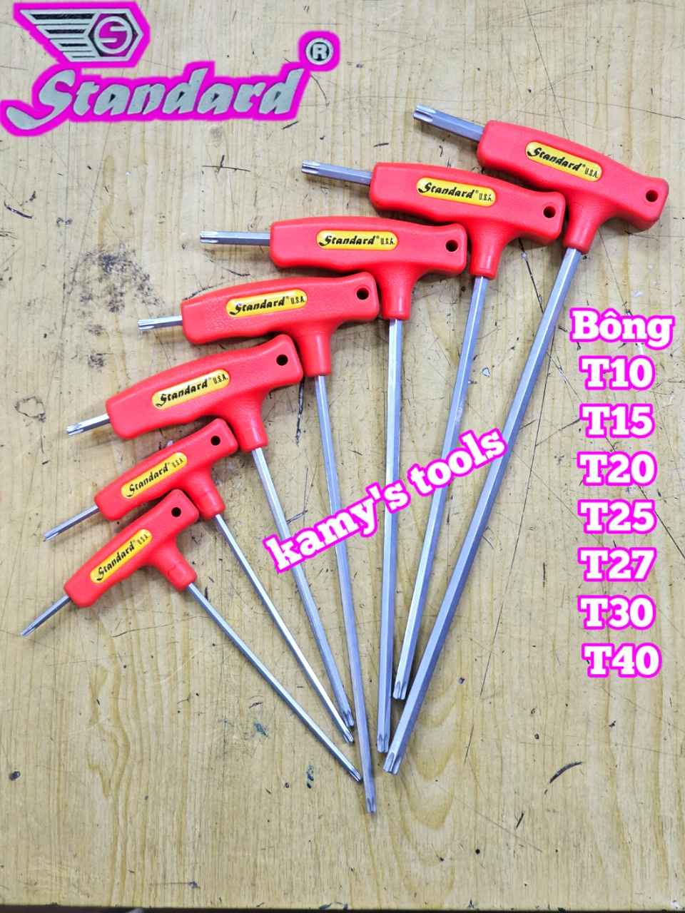 Lục giác bông cán Chữ T Standard T10 T15 T20 T25 T27 T30 T40