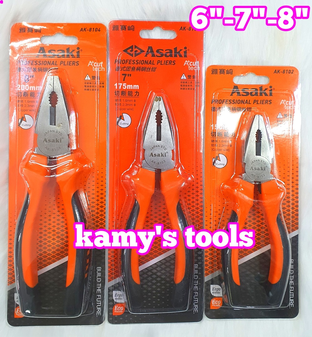 Kìm điện kiểu đức Asaki 6 inch 7 inch 8 inch AK-8102 AK-8103 AK-8104, kềm điện