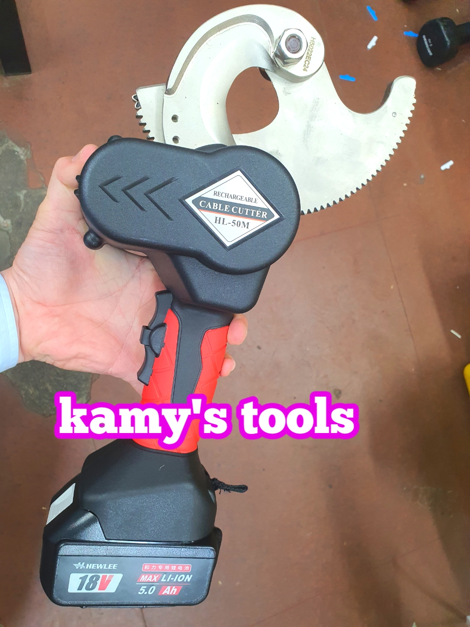 Kìm cắt cáp thủy lực dùng pin HL-50M Hewlee, cắt nhôm lõi thép 800mm2