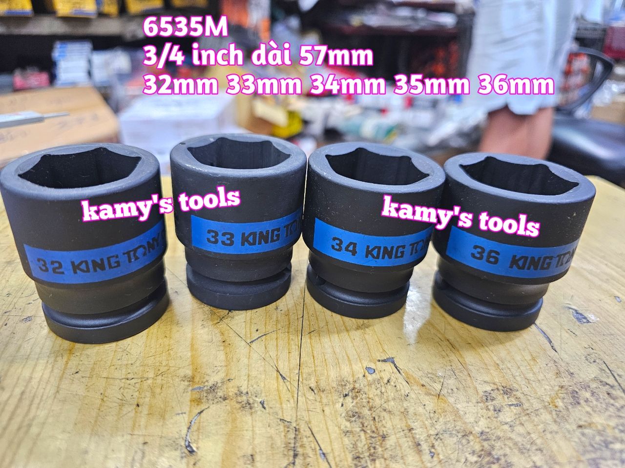 Tuýp 3/4 inch đen ngắn lục giác kingtony dài 57mm 32mm 33mm 34mm 35mm 36mm 653532M 653533M 653534M 653535M 653536M