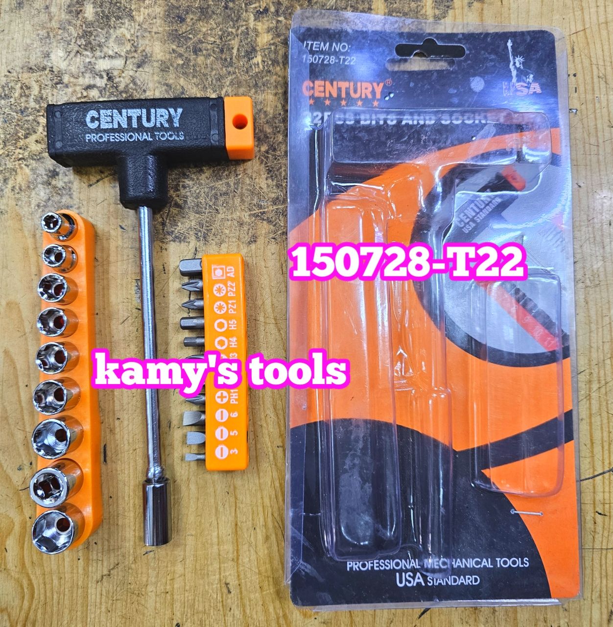 Bộ tuýp đa năng chữ T 22 món Century 150728-T22, bộ tuýp vít