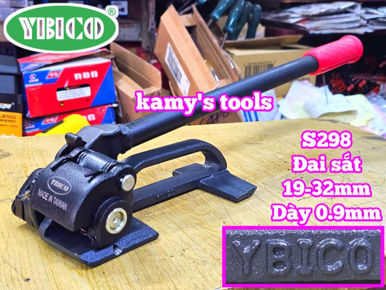Dụng cụ đóng đai siết căng dây đai sắt thép Ybico S298 19-32mm dài 500mm
