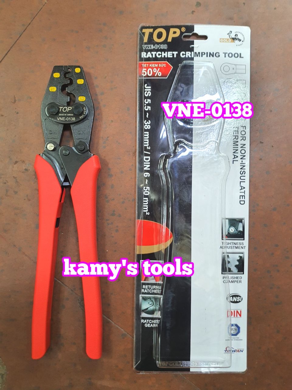 Kìm bấm cos nhanh trợ lực TOP 5.5-38mm2 model VNE-0138