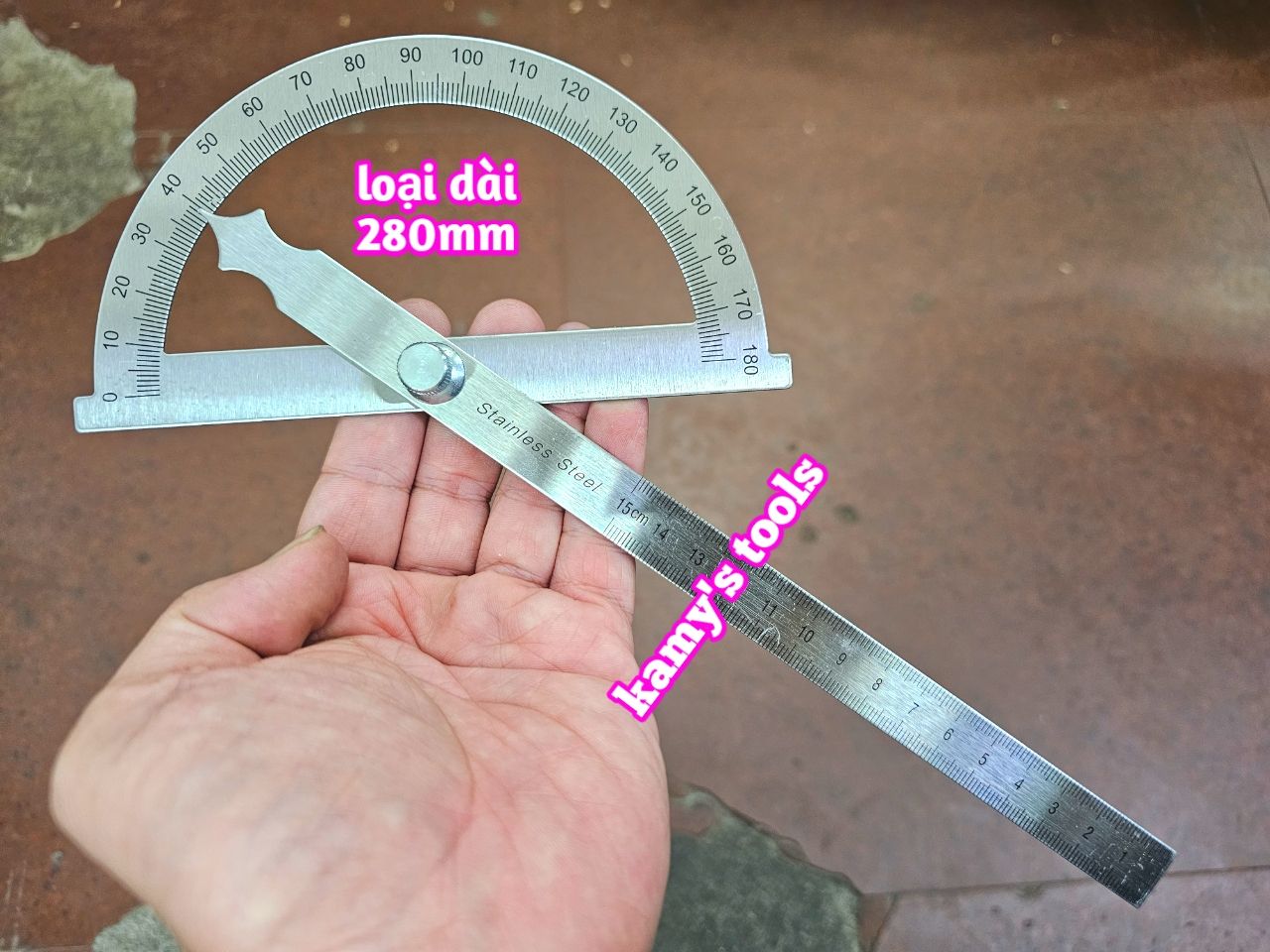 Thước đo góc điều chỉnh 180 độ dài 197mm và 280mm kamytools