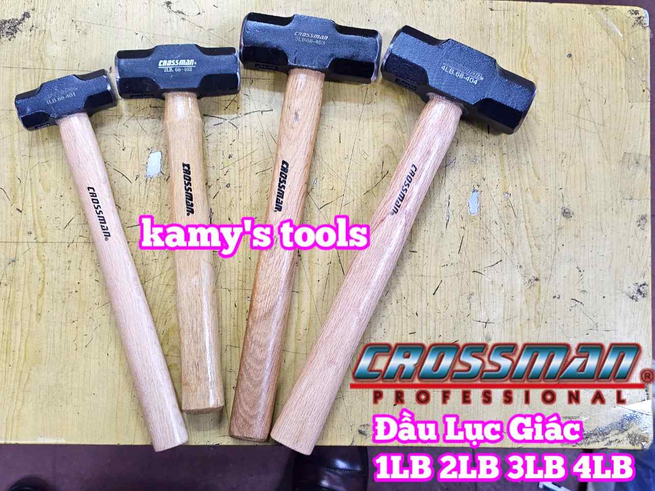 Búa thép đầu lục giác cán gỗ 1LB 2LB 3LB 4LB Crossman 68-401 68-402 68-403 68-404