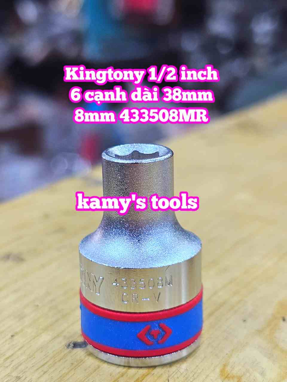 Đầu tuýp khẩu ngắn 1/2 inch Kingtony lục giác 6 cạnh 8mm 9mm 10mm 11mm 12mm 433508mr 433509mr 433510mr 433511mr 433512mr