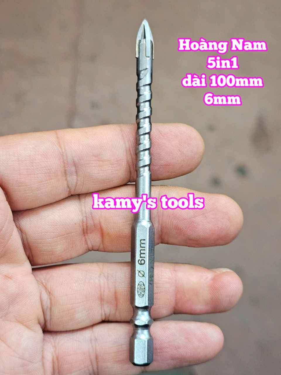 Mũi khoan đa năng bê tông sắt thép inox gỗ đá hoa cương dài 100mm Hoàng Nam 6mm 8mm 10mm