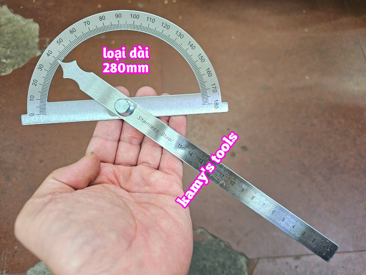 Thước đo góc điều chỉnh 180 độ dài 197mm và 280mm kamytools