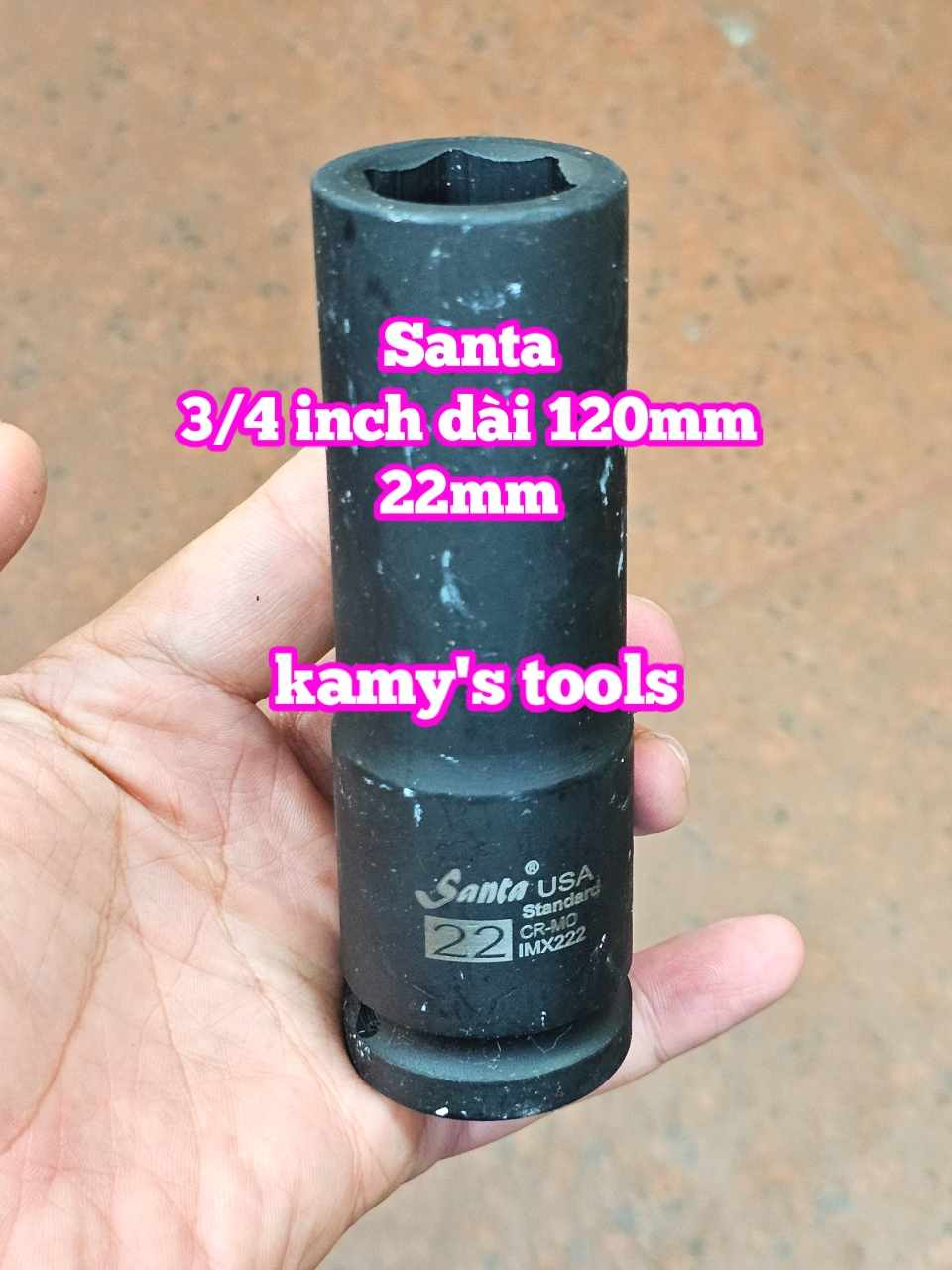 Đầu tuýp 3/4 inch đen dài 120mm lục giác Santa thép Cr-mo 22mm 24mm 27mm 30mm 32mm IMX222 IMX224 IMX227 IMX230 IMX232