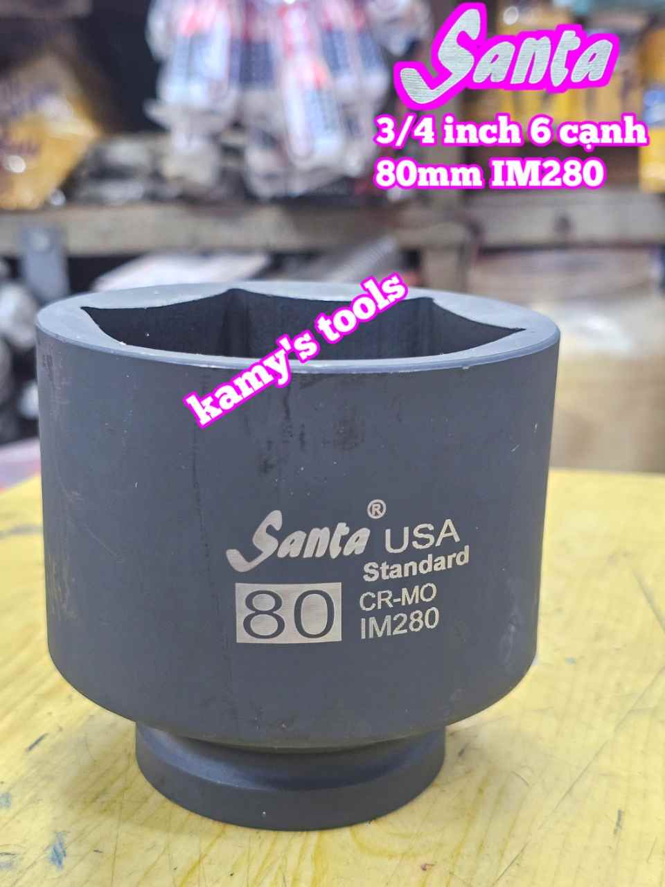 Đầu tuýp khẩu 3/4 inch Santa 6 cạnh thép Cr-Mo 80mm IM280