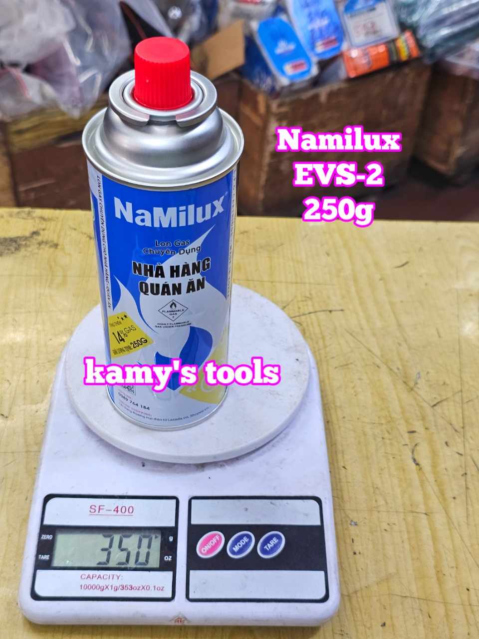 Chai lon bình gas mini Namilux 250g EVS-2 dài 200mm