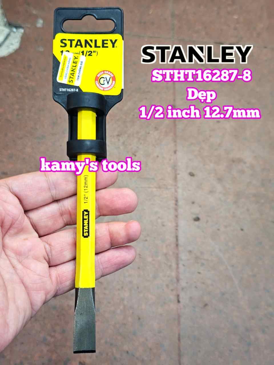 Đục sắt mũi dẹp 12mm 1/2 inch Stanley dài 6 inch 150mm 16-287 STHT16287-8